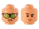Part No: 3626cpb3045  Name: Minifigure, Head Dual Sided SW Silver Visor, Lime Lenses, Cheek Lines, Open Mouth Grimace / Black Eyebrows, One Raised Pattern - Hollow Stud