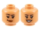 Lot ID: 388252904  Part No: 3626cpb3170  Name: Minifigure, Head Dual Sided Female Black Eyebrows, Dark Orange Lips, Lopsided Grin / Open Mouth Smile Pattern - Hollow Stud