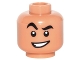 Part No: 3626pb1553  Name: Minifigure, Head Black Thick Eyebrows, Raised Right Eyebrow, Lopsided Open Mouth Smile with Teeth Pattern