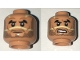 Part No: 3626pb1574  Name: Minifigure, Head Dual Sided Beard Stubble, Black Thick Eyebrows, Neutral / Bared Teeth Angry Pattern (SW Quinlan Vos)