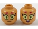 Part No: 3626pb1932  Name: Minifigure, Head Dual Sided Alien Female Magenta Eyebrows, Large Eyes, Smile / Scared Pattern