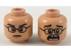 Part No: 3626pb2157  Name: Minifigure, Head Dual Sided Black Glasses, Black Eyebrows, Neutral / Scared with Gap in Teeth Pattern