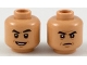 Part No: 3626pb2158  Name: Minifigure, Head Dual Sided Black Eyebrows, Dark Orange Chin Dimple and Wrinkles, Open Mouth Smile with Teeth / Angry Frown Pattern