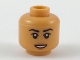 Part No: 3626pb2195  Name: Minifigure, Head Female Black Eyebrows, Dark Orange Lips, Open Mouth Smile with Teeth Pattern