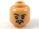 Part No: 3626pb2252  Name: Minifigure, Head Black Eyebrows, Upper Eyelids, Fu Manchu Moustache and Soul Patch, Medium Nougat Chin Crease, Neutral Pattern