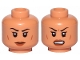Part No: 3626pb2286  Name: Minifigure, Head Dual Sided Female, Black Eyebrows, Dark Orange Lips, Lines on Cheeks, Neutral / Angry Pattern