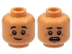 Part No: 3626pb2421 Name: Minifigure, Head Dual Sided Child, Reddish Brown Freckles, Grin / Scared Open Mouth, Black Eyebrows Rounded Ends Pattern Part No: 3626pb2421 Name: Minifigure, Head Dual Sided Child, Reddish Brown Freckles, Grin / Scared Open Mouth, Black Eyebrows Rounded Ends Pattern