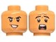 Part No: 3626pb2639 Name: Minifigure, Head Dual Sided Black Eyebrows, Dark Orange Furrows, Evil Smile / Scared Pattern Part No: 3626pb2639 Name: Minifigure, Head Dual Sided Black Eyebrows, Dark Orange Furrows, Evil Smile / Scared Pattern