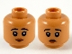Part No: 3626pb2731  Name: Minifigure, Head Dual Sided Child Female Black Eyebrows, Red Lips, Smile / Worried Pattern