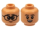 Part No: 3626pb2999 Name: Minifigure, Head Dual Sided Child, Black Eyebrows and Eyes with White Pupils, Glasses / Smirk with Teeth Pattern Part No: 3626pb2999 Name: Minifigure, Head Dual Sided Child, Black Eyebrows and Eyes with White Pupils, Glasses / Smirk with Teeth Pattern