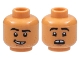 Part No: 3626pb3025  Name: Minifigure, Head Dual Sided Black Eyebrows, Gap in Teeth, Stubble, Lopsided Smile / Scared Pattern