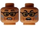 Part No: 3626pb3033  Name: Minifigure, Head Dual Sided Black Eyebrows, Glasses, Cheek Lines, Water Drops, Scared / Terrified Pattern