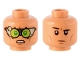 Part No: 3626pb3045  Name: Minifigure, Head Dual Sided SW Silver Visor, Lime Lenses, Cheek Lines, Open Mouth Grimace / Black Eyebrows, One Raised Pattern