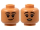 Part No: 3626pb3137  Name: Minifigure, Head Dual Sided Female, Black Eyebrows, Medium Nougat Lips, Lopsided Grin / Surprised with Open Mouth Pattern