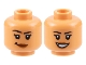 Part No: 3626pb3170 Name: Minifigure, Head Dual Sided Female Black Eyebrows, Eyelashes, Dark Orange Lips, Lopsided Grin with Dimple / Open Mouth Smile with Teeth Pattern Part No: 3626pb3170 Name: Minifigure, Head Dual Sided Female Black Eyebrows, Eyelashes, Dark Orange Lips, Lopsided Grin with Dimple / Open Mouth Smile with Teeth Pattern