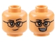Part No: 3626pb3173  Name: Minifigure, Head Dual Sided Female Black Eyebrows and Glasses, Lopsided Grin / Open Mouth Smile Pattern