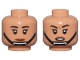 Part No: 3626pb3446  Name: Minifigure, Head Dual Sided Female Black Eyebrows and Eyelashes, Dark Orange Lips, Black Chin Strap, Neutral / Open Mouth Determined Pattern