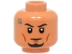 Part No: 3626pb3569  Name: Minifigure, Head Black Eyebrows and Goatee, Dark Orange Cheek Lines and Chin Dimple, Dark Bluish Gray Tattoo, Neutral Pattern