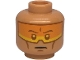 Part No: 3626pb3779  Name: Minifigure, Head Dark Orange Eyebrows, Eyes, Cheek Lines and Chin Dimple, Orange Visor with Bright Light Orange Bottom, Stern Pattern