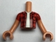 Part No: FTBpb061c01  Name: Torso Mini Doll Boy Red Checkered Shirt with Pocket, White Undershirt Pattern, Nougat Arms with Hands with Red Short Sleeves