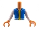 Lot ID: 297586189  Part No: FTBpb063c01  Name: Torso Mini Doll Boy Blue Vest with Pockets, Yellow Undershirt Pattern, Nougat Arms with Hands with White Long Sleeves
