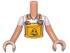 Lot ID: 411668749  Part No: FTBpb114c01  Name: Torso Mini Doll Boy Bright Light Orange Apron over White Shirt, Medium Nougat Coffee Cup and Croissant Pattern, Nougat Arms with Hands with White Short Sleeves