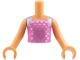 Part No: FTBpb153c01  Name: Torso Mini Doll Boy Dark Pink Tank Top with Metallic Pink and Blue Scales Pattern, Nougat Arms with Hands