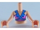 Part No: FTGpb193c01  Name: Torso Mini Doll Girl Dark Pink and Dark Azure Swimsuit Top Pattern, Nougat Arms with Hands