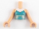Part No: FTGpb296c01  Name: Torso Mini Doll Girl Dark Turquoise Dress Top with White Necklace Pattern, Nougat Arms with Hands