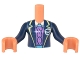 Part No: FTGpb319c01  Name: Torso Mini Doll Girl Dark Blue Jacket with Bright Light Yellow Trim, Medium Lavender Vest Pattern, Medium Nougat Arms with Hands with Dark Blue Sleeves