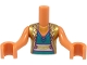 Lot ID: 391459101  Part No: FTGpb324c01  Name: Torso Mini Doll Girl Gold Vest with Dark Purple Overlay, Dark Turquoise Top and Gold Necklace Pattern, Nougat Arms with Hands