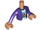 Part No: FTGpb469c01  Name: Torso Mini Doll Girl Dark Purple Hoodie over White Shirt with Orange Tent, Dark Blue Trees, Dark Turquoise Sky and Ground Pattern, Nougat Arms with Hands with Dark Purple Long Sleeves