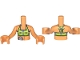 Part No: FTGpb485c01  Name: Torso Mini Doll Girl Lime Green Bikini Top with Sand Blue Cat Head Silhouettes, Light Bluish Gray Ostomy Bag, and Dark Orange Scar on Stomach Pattern, Nougat Arms with Hands