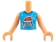 Part No: FTGpb545c01  Name: Torso Mini Doll Girl Dark Azure Sleeveless Top with Dark Blue Collar, White Snowflakes, Metallic Light Blue Game Controller with Santa Hat Pattern, Nougat Arms with Hands