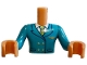 Part No: FTMpb085c01  Name: Torso Mini Doll Man Dark Turquoise Suit Jacket with Gold Buttons and Wings Badge over White Shirt with Lime Tie Pattern, Nougat Arms with Hands with Dark Turquoise Long Sleeves with Gold Stripes on Cuffs