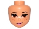 Part No: bb1122  Name: Mini Doll, Head Friends with Black Eyebrows, Medium Nougat Eyes and Freckles, Dark Pink Lips, and Lopsided Closed Mouth Smile Pattern