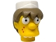 Part No: 112016pb01  Name: Minifigure, Head, Modified Simpsons Squeaky-Voiced Teen with Molded Dark Tan Hair and White Cap, Eyes and Teeth and Printed Pupils and Reddish Orange Freckles Pattern