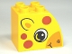Lot ID: 109388786  Part No: 11344pb003  Name: Duplo, Brick 2 x 3 x 2 Slope Curved with Circled Black Eye with Arc, Ear, Smile, Bright Light Orange Snout, and Dark Orange Spots, Giraffe Head Pattern on Both Sides