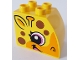 Part No: 11344pb007  Name: Duplo, Brick 2 x 3 x 2 Slope Curved with Circled Black Eye with Dark Pink Highlight, Ear, Ossicone, Smile with Tongue, Bright Light Orange Snout, and Dark Orange Spots, Giraffe Head Pattern on Both Sides