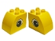 Lot ID: 356297964  Part No: 11344pb015  Name: Duplo, Brick 2 x 3 x 2 Slope Curved with Circled Black Eye with White Pupil Pattern on Both Sides