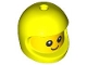 Part No: 115329pb02  Name: Minifigure, Head, Modified Baby / Toddler with Molded Neon Yellow Space Helmet and Printed Black Grin and Eyes with White Glints Pattern