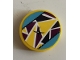 Part No: 14769pb0346  Name: Tile, Round 2 x 2 with Bottom Stud Holder with Cushion, Triangles and Stitching Pattern (Sticker) - Set 41324