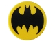 Part No: 14769pb120  Name: Tile, Round 2 x 2 with Bottom Stud Holder with Black Bat Batman Logo Pattern