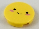 Part No: 14769pb223  Name: Tile, Round 2 x 2 with Bottom Stud Holder with Black Eyes and Small Smile, Dark Pink Blush Pattern