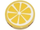 Part No: 14769pb761  Name: Tile, Round 2 x 2 with Bottom Stud Holder with White Lemon Slice Pattern (Sticker) - Set 42670