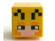 Lot ID: 392548655  Part No: 19729pb035  Name: Minifigure, Head, Modified Cube with Pixelated Light Nougat Face, Black Eyes and Antennae, Bright Pink Mouth, and Bright Light Orange Eyebrows and Cheeks Pattern (Minecraft Beekeeper)