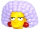 Part No: 19902c01pb01  Name: Minifigure, Head, Modified Simpsons Selma with Dark Red Earrings and Lavender Hair Pattern