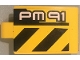 Part No: 24116pb032L  Name: Technic, Panel Curved 3 x 5 x 3 with 'PM91' and Black and Yellow Danger Stripes Pattern Model Left Side (Stickers) - Set 42049