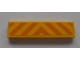 Lego part: Tile 1 x 4 with Orange and Yellow Danger Stripes Pattern (Sticker) - Set 7633