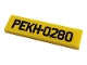 Lego part: Tile 1 x 4 with 'PEKH-0280' on Yellow Background Pattern (Sticker) - Set 10265